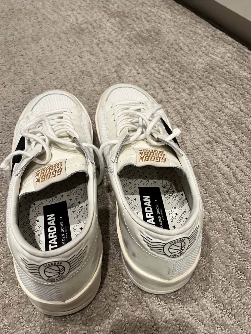 Golden Goose White Leather Sneakers with Black Star Accent